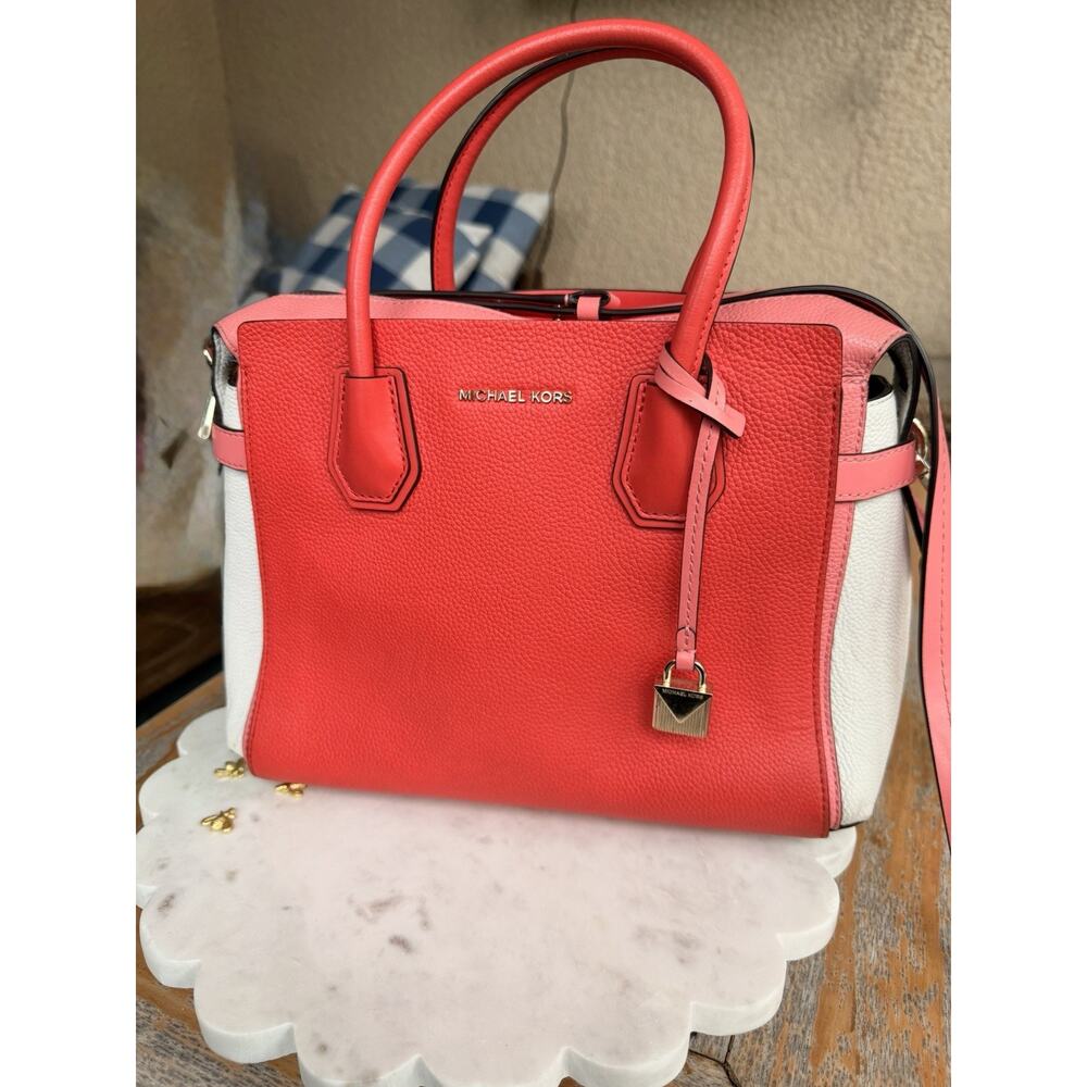 Michael Michael Kors Medium MERCER BELTED TRICOLOR PEBBLE LEATHER SATCHEL